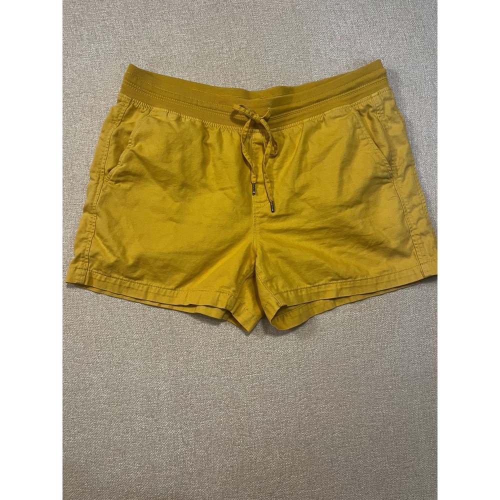 Orvis Butter Yellow Cotton Lyocell Blend Adjustable Waist Shorts Womens XL